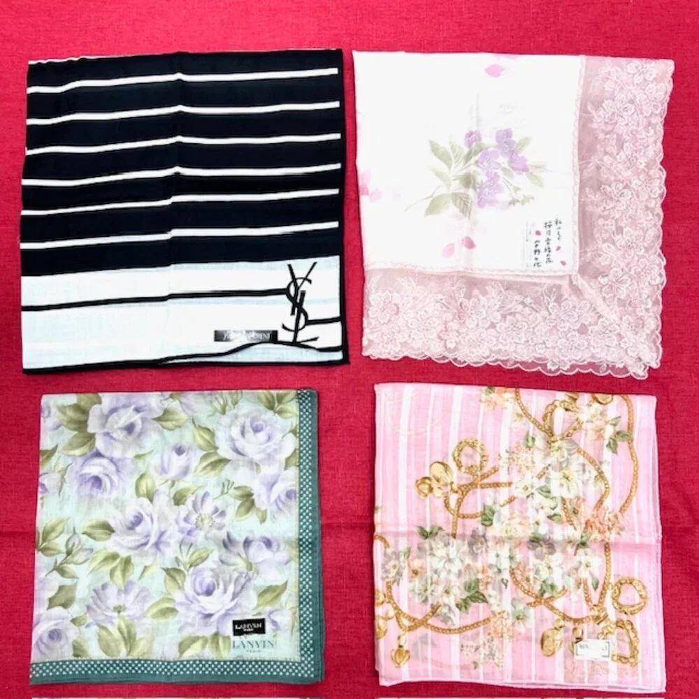 BUNDLE 4:   YSL-LANVIN-NINA RICCI-JP  MiniScarf/Handker Cotton/Silk 25